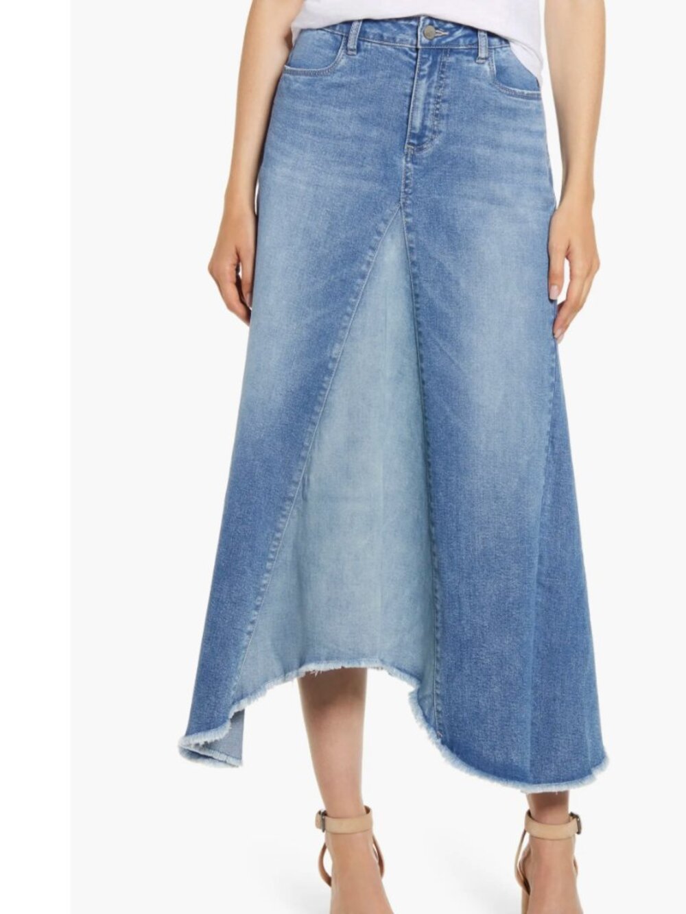 WASH LAB Denim Boho Pieced Denim Midi Skirt size 31
